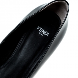 Pre Owned Fendi Black Patent Leather Block Heel Pumps Size 39