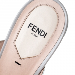 Pre Owned Fendi Beige Leather FlowerLand Block Heel Sandals Size 40