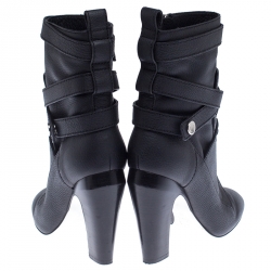 Pre Owned Fendi Black Leather Diana Harness Ankle Boot Size 39