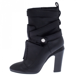 Pre Owned Fendi Black Leather Diana Harness Ankle Boot Size 39