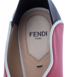 Pre Owned Fendi Multicolor Leather Scallop Lined Peep Toe Pumps Size 38.5