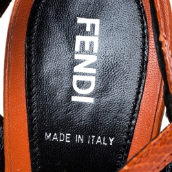 Pre Owned Fendi Orange Python Leather Bubble Platform Ankle Strap Sandals Size 39