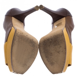 Pre Owned Fendi Two Tone Embossed Lizard Leather Fendista Peep Toe Platform Pumps Size 39