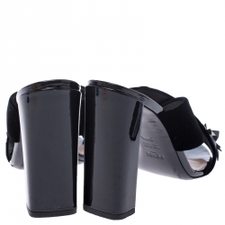 Pre Owned Fendi Black Velvet Flowerland Embellished Open Toe Mules Size 37.5