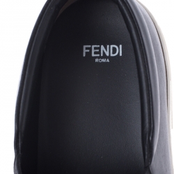 Pre Owned Fendi Black/Yellow Leather Monster Slip on Sneakers Size 37