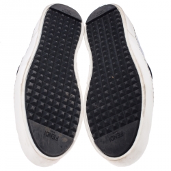 Pre Owned Fendi Black/Yellow Leather Monster Slip on Sneakers Size 37