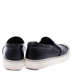 Pre Owned Fendi Black/Yellow Leather Monster Slip on Sneakers Size 37