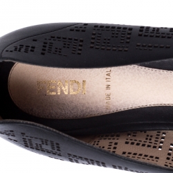 Pre Owned Fendi Black Perforated Leather Peep Toe Pumps Size 38