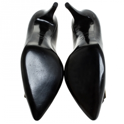 Pre Owned Fendi Black Leather Logo Detail Pointed Toe Pumps Size 39