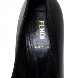 Pre Owned Fendi Black Leather Logo Detail Pointed Toe Pumps Size 39