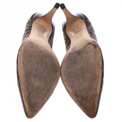 Pre Owned Fendi Brown/Tobacco Zucca Canvas and Leather Pointed Toe Pumps Size 41