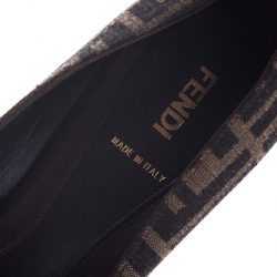 Pre Owned Fendi Brown/Tobacco Zucca Canvas and Leather Pointed Toe Pumps Size 41