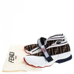 Fendi Multicolor Knit Fabric And PVC Strap Rockoko Sneakers Size 37