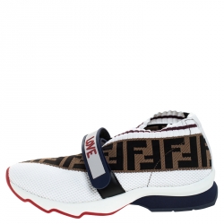 Pre Owned Fendi Multicolor Knit Fabric And PVC Strap Rockoko Sneakers Size 37
