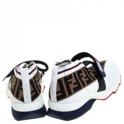 Pre Owned Fendi Multicolor Knit Fabric And PVC Strap Rockoko Sneakers Size 37