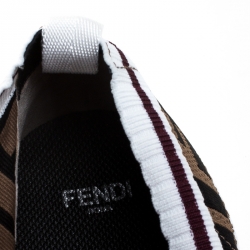 Pre Owned Fendi Multicolor Knit Fabric And PVC Strap Rockoko Sneakers Size 37