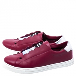 Pre Owned Fendi Red Leather Slip On Sneakers Size 38