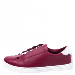 Pre Owned Fendi Red Leather Slip On Sneakers Size 38