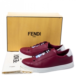 Pre Owned Fendi Red Leather Slip On Sneakers Size 38