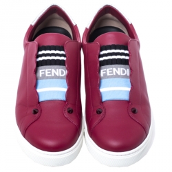 Pre Owned Fendi Red Leather Slip On Sneakers Size 38