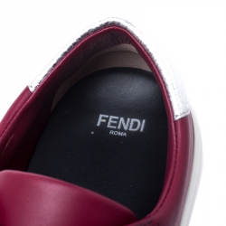 Pre Owned Fendi Red Leather Slip On Sneakers Size 38