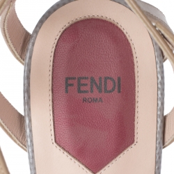 Fendi Tri Color Lizard and Leather Favorite T-Strap Platform Sandals Size 38