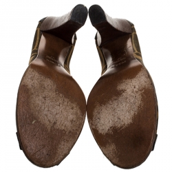 Pre Owned Fendi Zucca Mesh And Zucca Canvas Trim Peep Toe Pumps Size 37