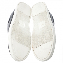 Pre Owned Fendi Black Logo Knit and Leather Rockoclick Slip On Sneakers Size 36