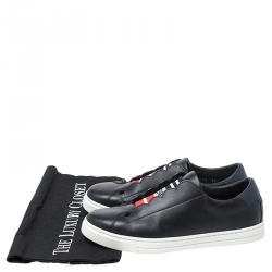 Pre Owned Fendi Black Logo Knit and Leather Rockoclick Slip On Sneakers Size 36