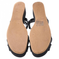 Pre Owned Fendi Black PVC Hydra Crisscross Ankle Strap Platform Sandals Size 41