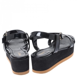 Pre Owned Fendi Black PVC Hydra Crisscross Ankle Strap Platform Sandals Size 41