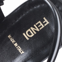 Pre Owned Fendi Black PVC Hydra Crisscross Ankle Strap Platform Sandals Size 41