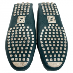حذاء لوفرز فند جلد سافيانو ثلاثي اللون بالشعار مقاس 39.5