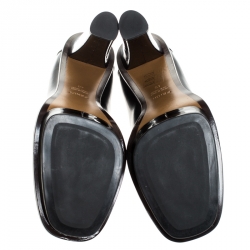 Pre Owned Fendi Black Leather Logo Loafer Platform Pumps Size 40