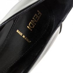 Pre Owned Fendi Black Leather Logo Loafer Platform Pumps Size 40