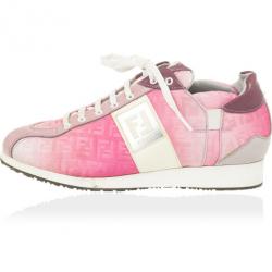 مملوكة مسبقًا Fendi Pink Nylon Zucchino Lace-Up Sneakers Size 38