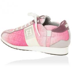 مملوكة مسبقًا Fendi Pink Nylon Zucchino Lace-Up Sneakers Size 38