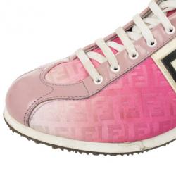 مملوكة مسبقًا Fendi Pink Nylon Zucchino Lace-Up Sneakers Size 38