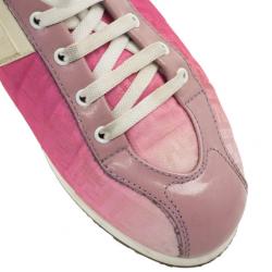 مملوكة مسبقًا Fendi Pink Nylon Zucchino Lace-Up Sneakers Size 38