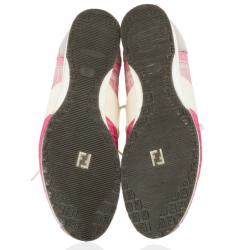 مملوكة مسبقًا Fendi Pink Nylon Zucchino Lace-Up Sneakers Size 38