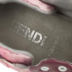 مملوكة مسبقًا Fendi Pink Nylon Zucchino Lace-Up Sneakers Size 38