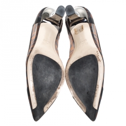 Pre Owned Fendi Beige/Black Mesh And Leather Colibrì Pointed Toe Pumps Size 40