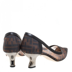 Pre Owned Fendi Beige/Black Mesh And Leather Colibrì Pointed Toe Pumps Size 40