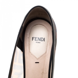 Pre Owned Fendi Beige/Black Mesh And Leather Colibrì Pointed Toe Pumps Size 40