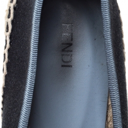 Pre Owned Fendi Black Denim And Grey Patent Leather Junia Cap Toe Espadrilles Loafers Size 37