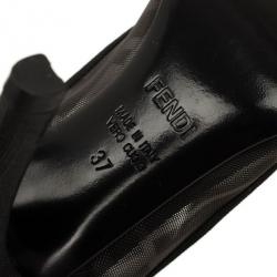 Pre Owned Fendi Zucca Mesh Peep Toe Pumps Size 37