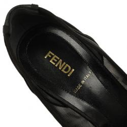 Pre Owned Fendi Zucca Mesh Peep Toe Pumps Size 37