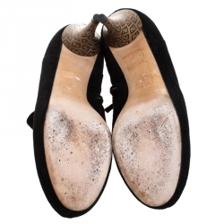 Pre Owned Fendi Black Suede Platform Ankle Booties Size 37