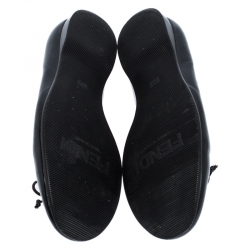 Pre Owned Fendi Black Patent Leather Bow Ballet Flats Size 38