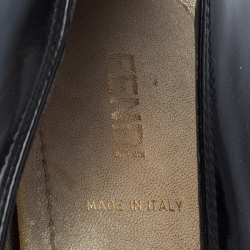 Pre Owned Fendi Black Patent Leather Bow Ballet Flats Size 38